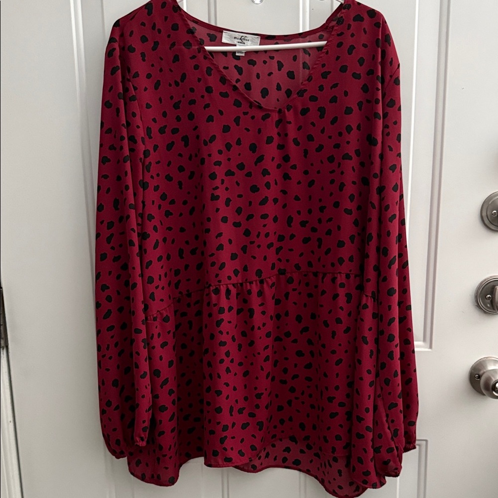 Moa Moa Red and Black Patterned Blouse